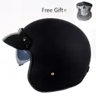 Бесплатная доставка глянцевые черные шлемы 34 Мотоцикл Чоппер велосипедный шлем открытое лицо винтажный мотоциклетный шлем с внутренней линзой Xs красный