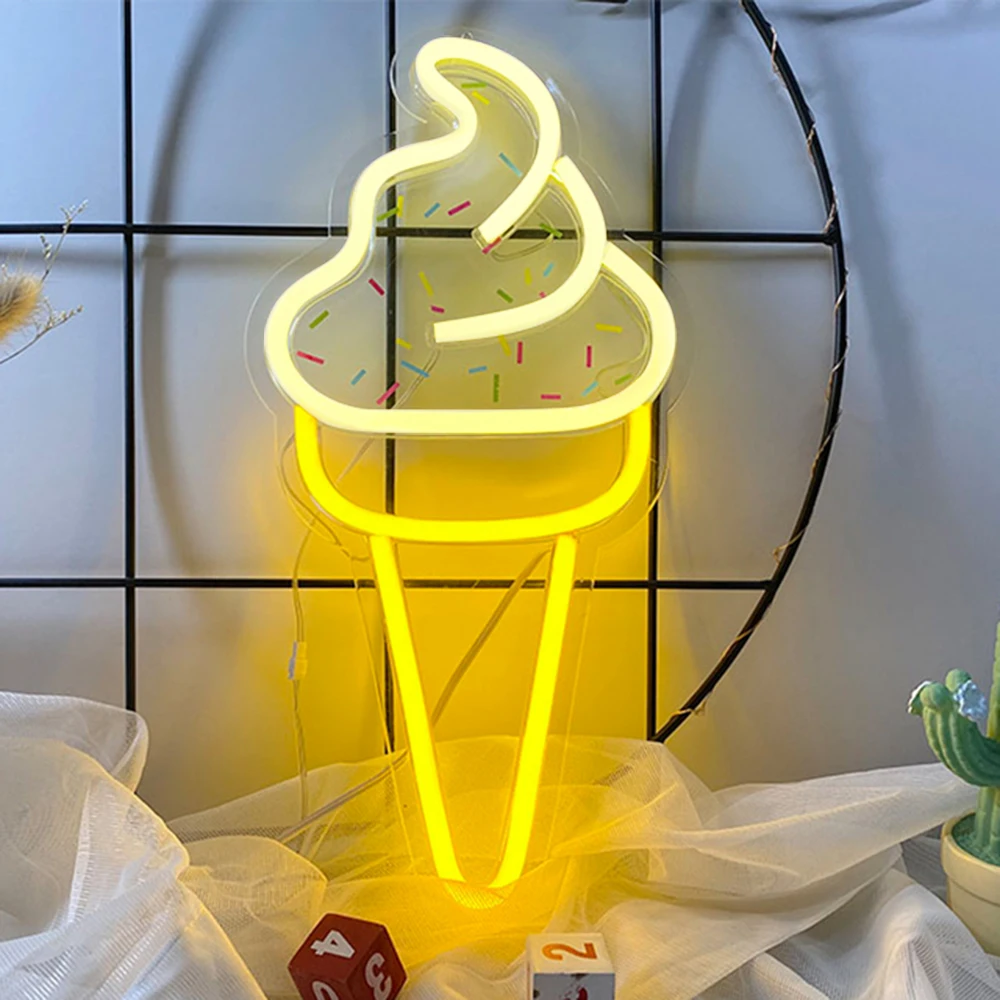 Светодиодный неоновый ночник для мороженого декоративный светильник s