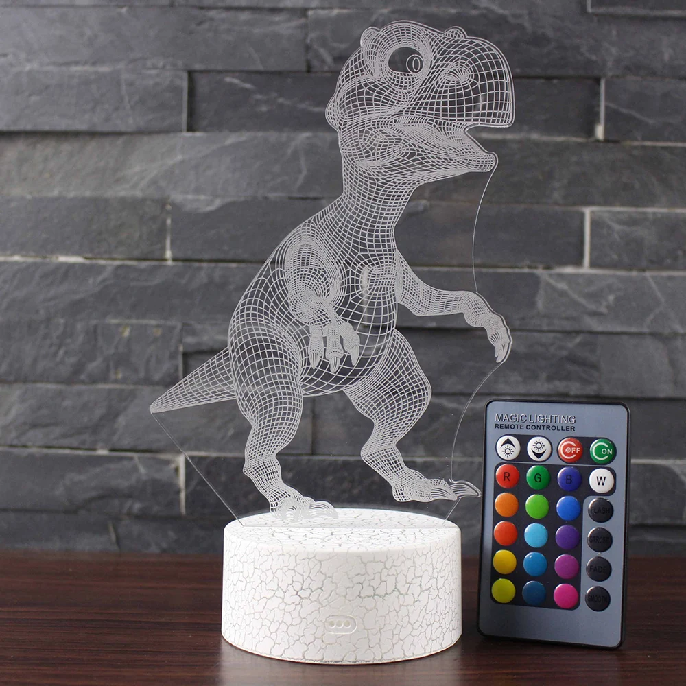 

3D Dinosaur LED Lamp 7 Colors Touch Control Night Light Kids Gifts Living Room Bedroom Table Decoration