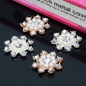 2016new 100pcs flowers pearl rhinestone embellishment button for diy hair or phone case accessories zj77 qw26 free global shipping