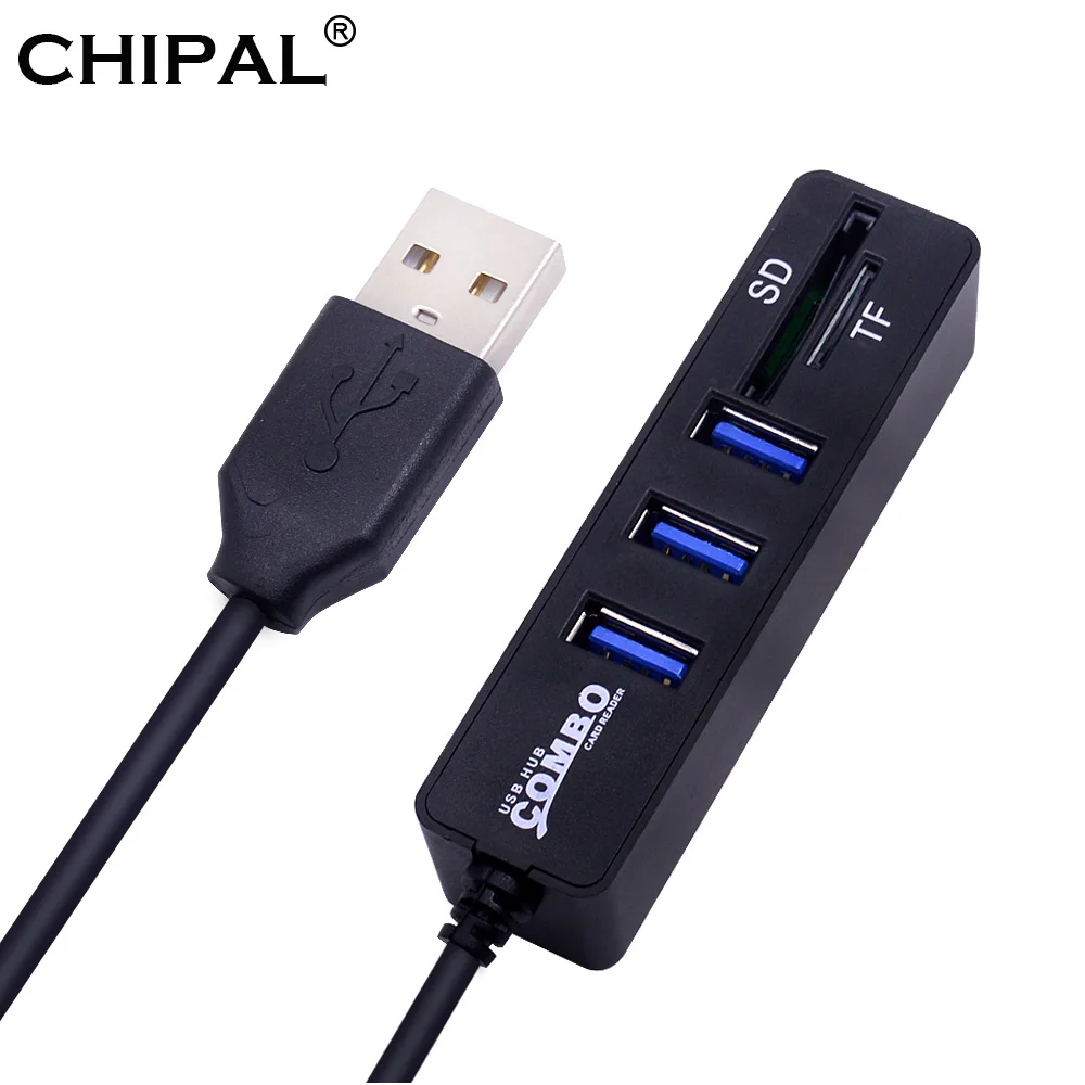 CHIPAL COMBO Mini 2 в 1 3 порта USB 2,0 кардридер сплиттер кардридер Поддержка Micro SD TF SD SDHC SDXC для компьютера ноутбука