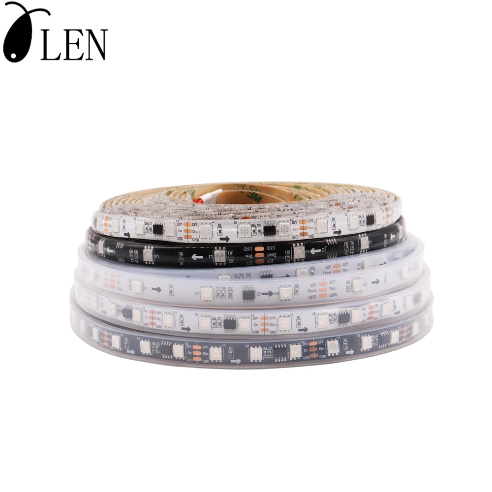 

WS2811 RGB Светодиодная лента 5050SMD Адресуемая 30/48/60 пикселей/м высокая яркость 12 В постоянного тока для украшения комнаты