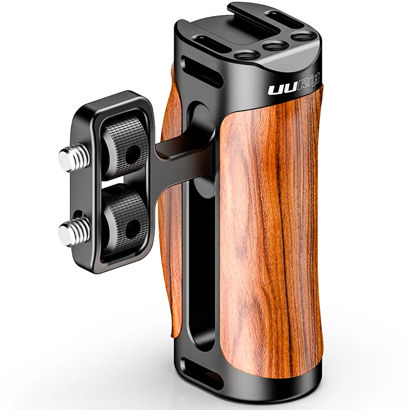 

ULANZI R075 Universal Camera Cage Side Handle Wooden Handle Grip Cold Shoe for Mic Video Light Camera Cage for Sony Canon Nikon