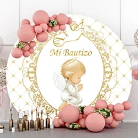 baby shower backdrop for photography round circle shape baby shower baptism pigeon birthday party poster banner photo background
