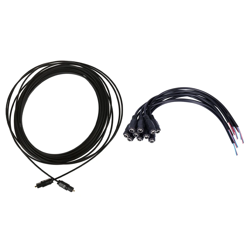 

10M Optical Optic Fiber Toslink Audio Cable OD2.2Mm With 10Pcs 12V DC Power Plug Female Jack Plug Connector Cable