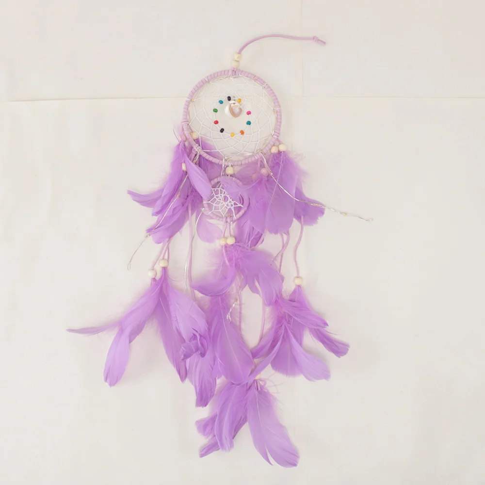 Ловец снов с светодиодный ночник перьями портативный ручной работы Настенный