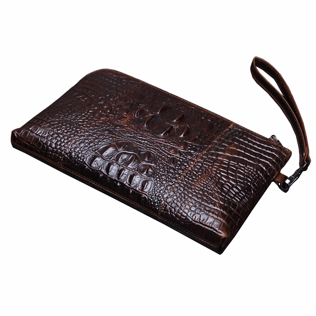 Men's Vintage Fashion Business Crocodile Grain Pattern Clutch Bag Luxury Hand Wallet Phone Wrist Bags Handbags |