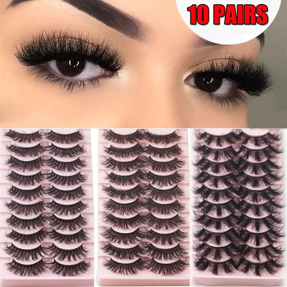 

10Pairs 25mm Cruelty-free Handmade Messy Eye Extension Dramatic Fluffy Wispies False Eyelashes 25mm Mink Hair