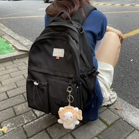 2021 new solid color waterproof female backpack japanese hong kong wind large capacity schoolbag female ins harajuku backpack
