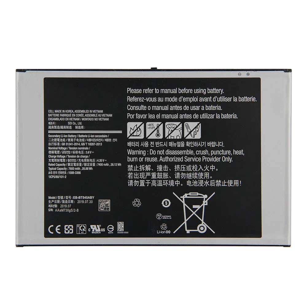 

Original Replacement Tablet Battery EB-BT545ABY For Samsung Galaxy Tab Pro Active pro T545 SM-T545 7600mAh