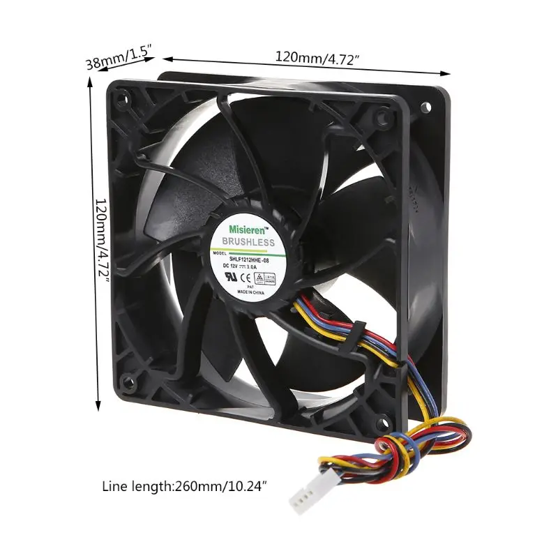 Miner Cooling Fan 12038 12V 3A Dual Ball Bearing Brushless 4-Wire PWM Temperature Control Radiator Air Cooler V12E12BS2B5-07A02 |