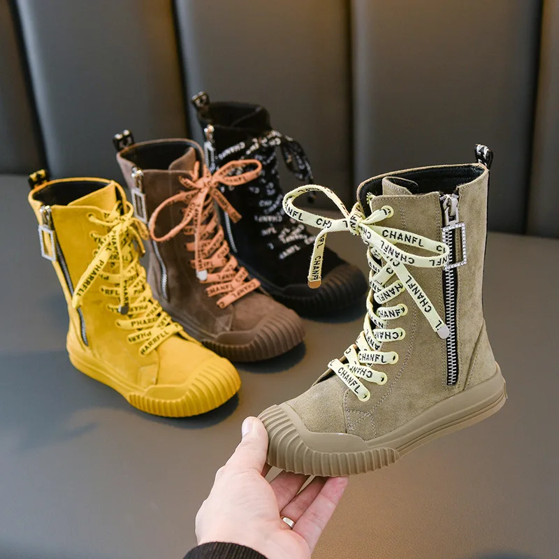 Полусапожки для девочек новинка осень зима 2020 детские ботинки в Корейском стиле