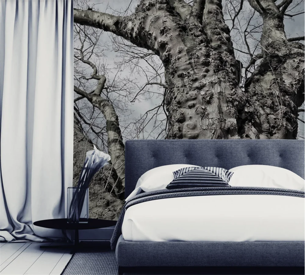 Custom 3D wallpaper mural Nordic black and white personality tree decoration painting background wall | Обустройство дома