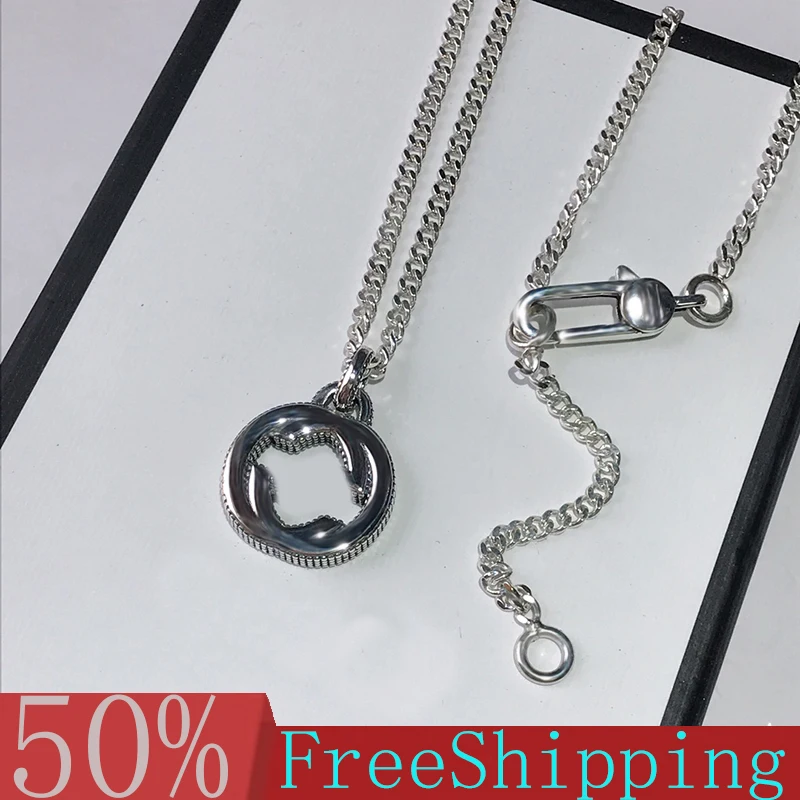 

Ожерелье из серебра 925 пробы высокого качества, оригинальное роскошное Брендовое модное простое ожерелье в стиле хип-хоп, дикая мисс, подаро...