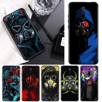 silicone black cover cool gas mask smiley for xiaomi redmi k40 k30i k30t k30s k20 10x go s2 y2 pro ultra phone case