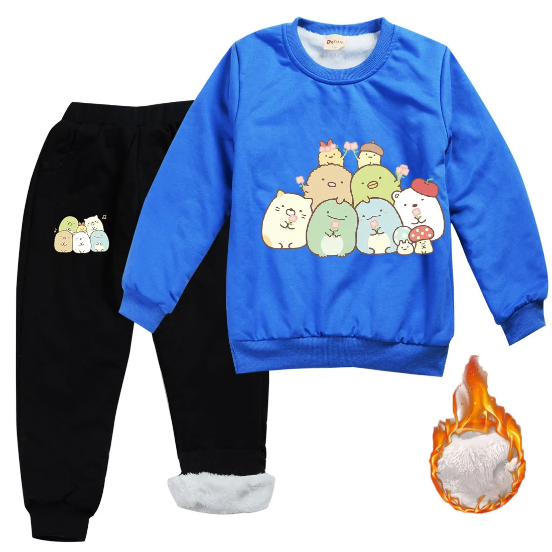 

Baby Boys Sumikkogurashi Clothes Kids Winter Plus Velvet Sweatshirt Pants 2pcs Set Children's Warm Cartoon Sweater Girl Outfits