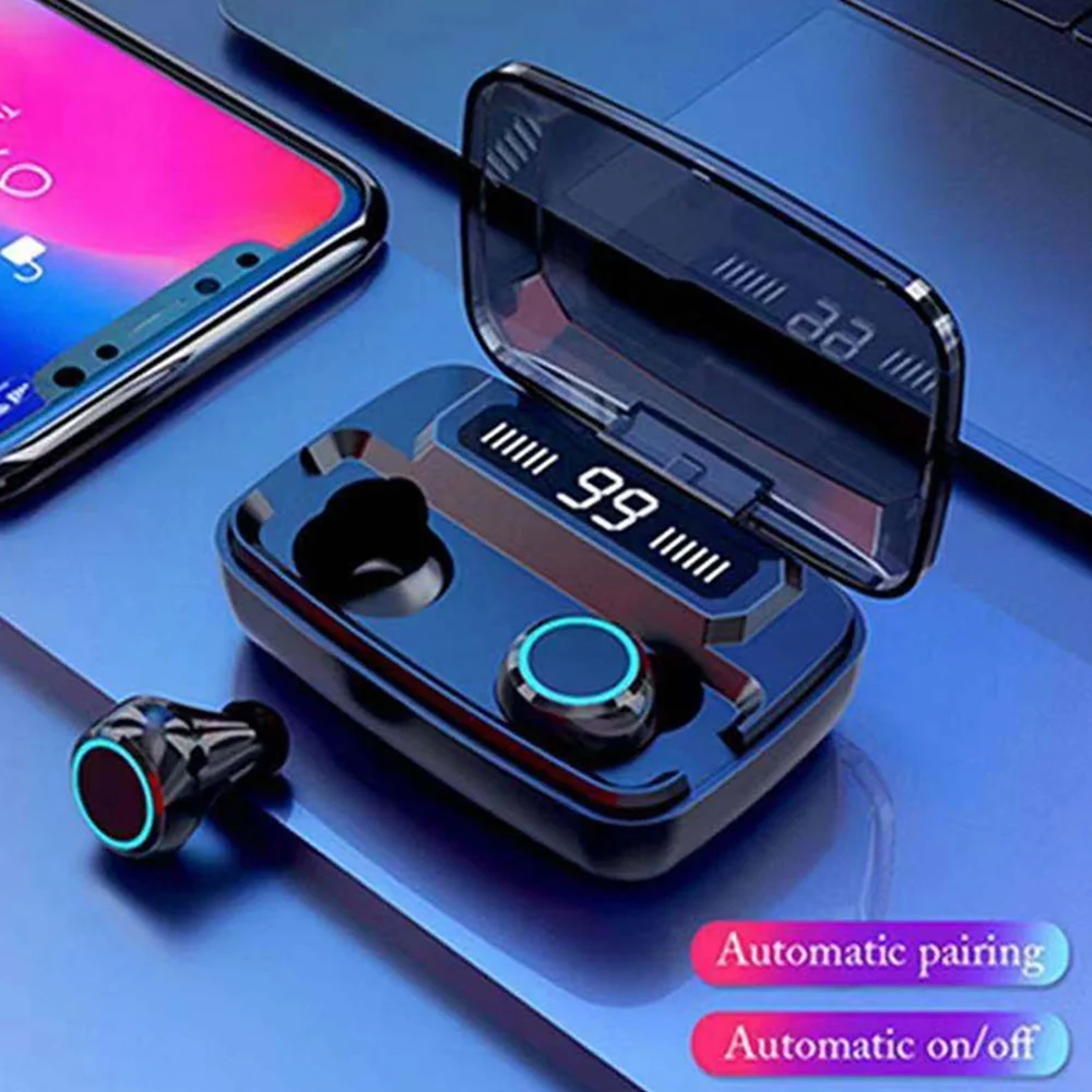 3500 мАч светодиодный Bluetooth Беспроводной наушники вкладыши TWS с сенсорным