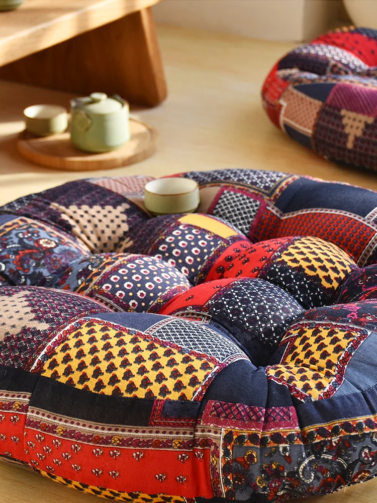 Cotton and Linen Futon Hip Cushion Thick Fabric round Retro Balcony Bay Window Tatami Sill Sitting Floor | Дом и сад