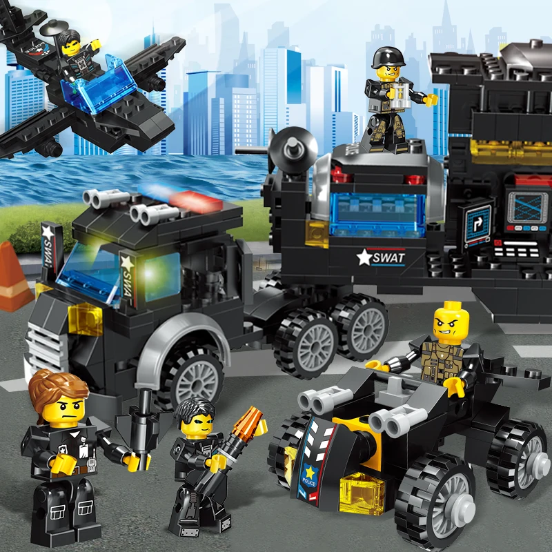 8 в 1 622 шт. SWAT городская полиция строительные блоки транспортный вертолет