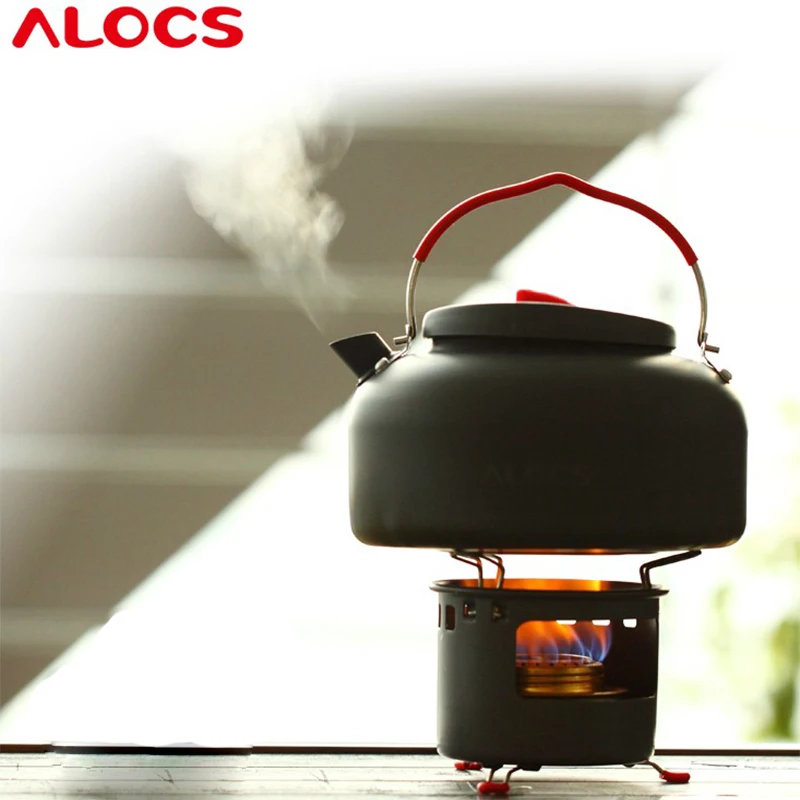 

ALOCS Compact Mini Safe Spirit Ultralight Burner Alcohol Stove with Stand for Outdoor Backpacking Hiking Camping Cookware