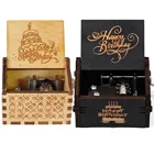 Резная деревянная музыкальная шкатулка с ручкой на день рождения, рождественский подарок, подарки, Хэллоуин, сувенир для детей, девушки