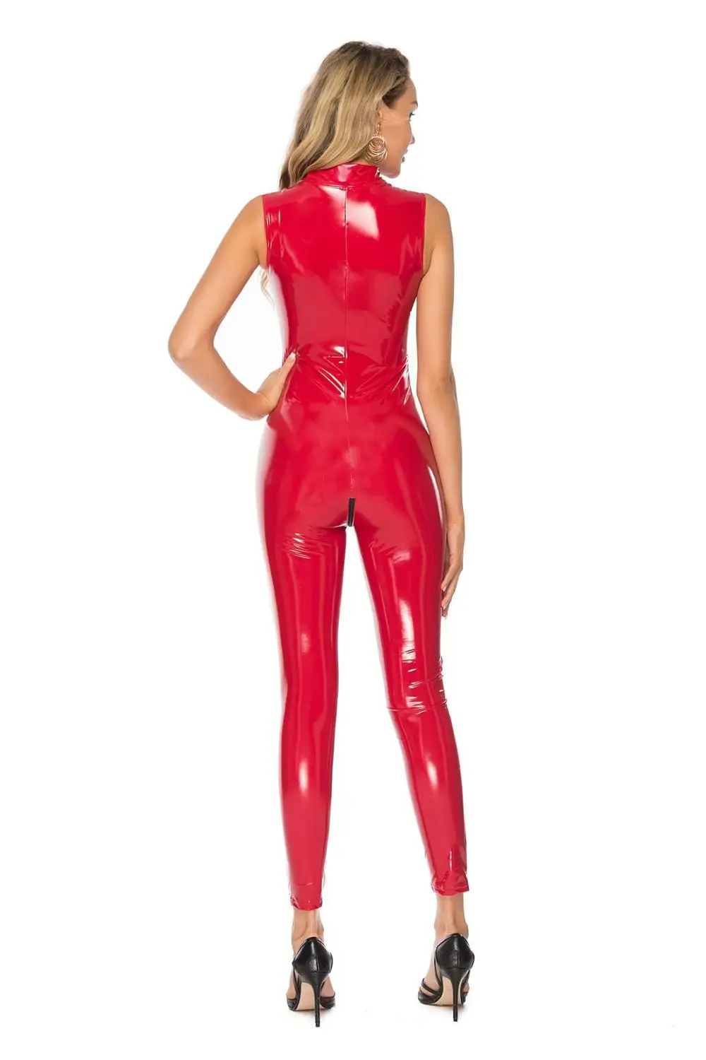 Zentai костюм из кожаной ткани сексуальное боди женское белье без рукавов