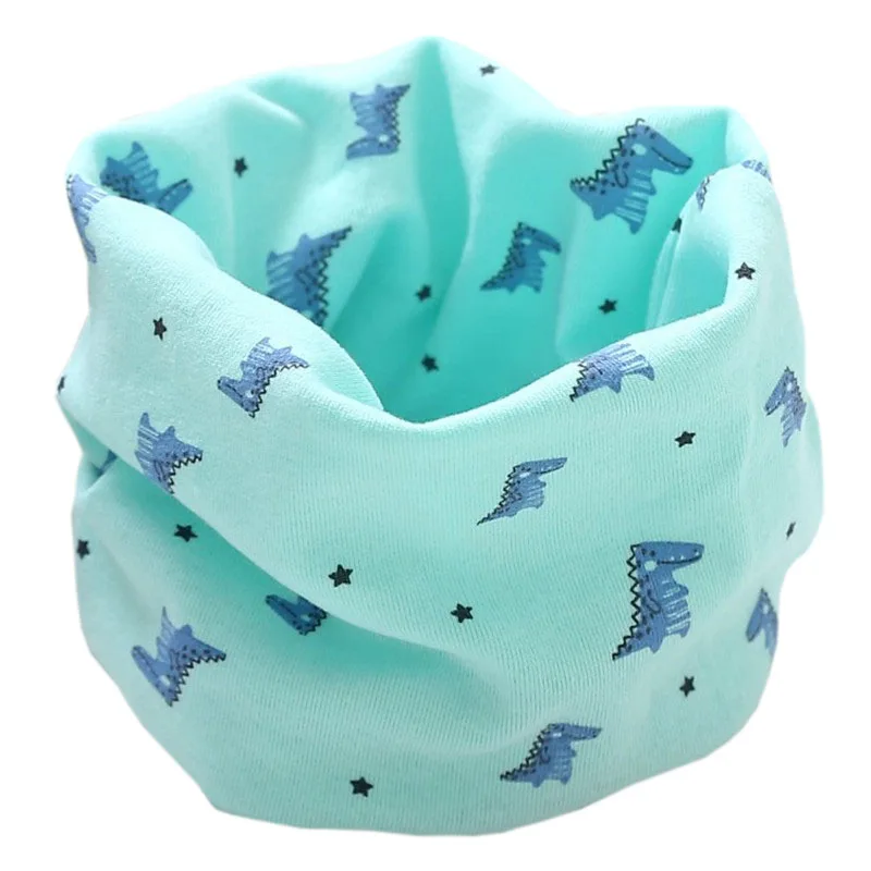 green dinosaur Осень-зима хлопок Детский шарф весенней коллекции детской одежды шарф для девочек, для мальчиков шарф-хомут с круглым воротником для мальчиков и девочек с воротником Детский волшебный шейный платок - Цвет: green dinosaur