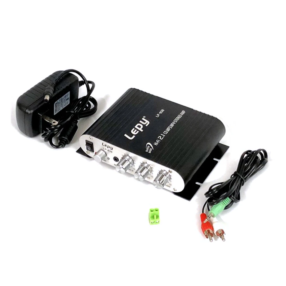 with adapter HIFI 2,1 12 В 200 Вт мини Hi-Fi стерео усилитель MP3 Радио каналы 2 дома супер бас усилитель мощности стерео - Цвет: with adapter