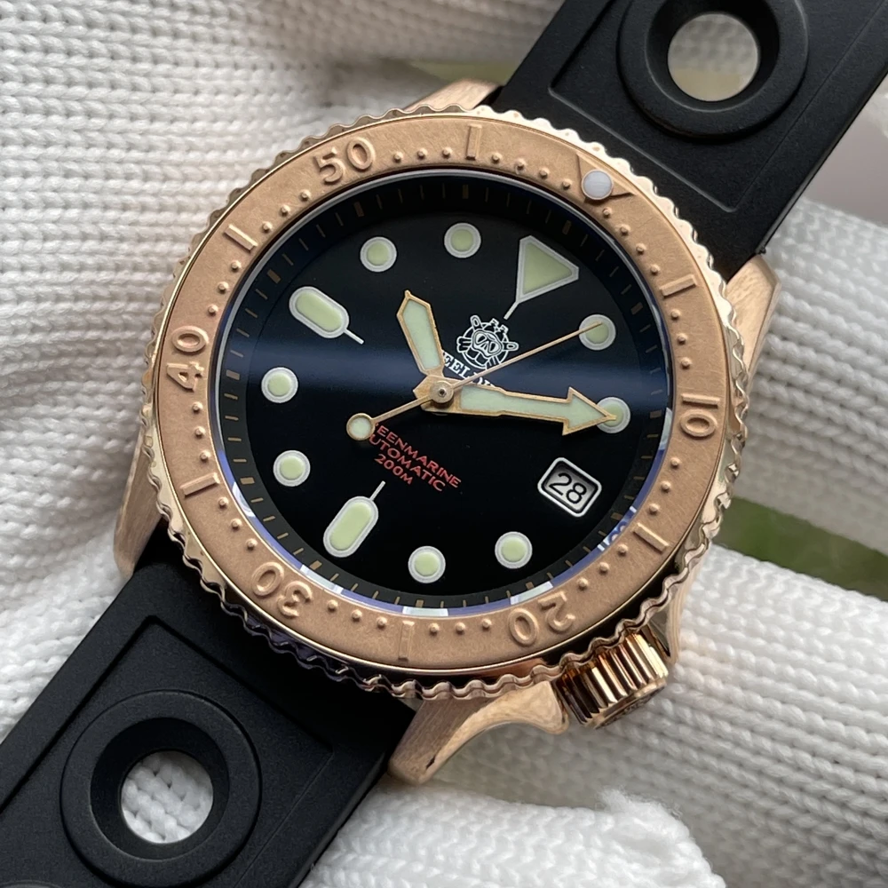 

Мужские механические часы Steeldive SD1996S, бронзовые водонепроницаемые часы NH35 с керамической рамкой, автоматические наручные часы для дайвинга ...