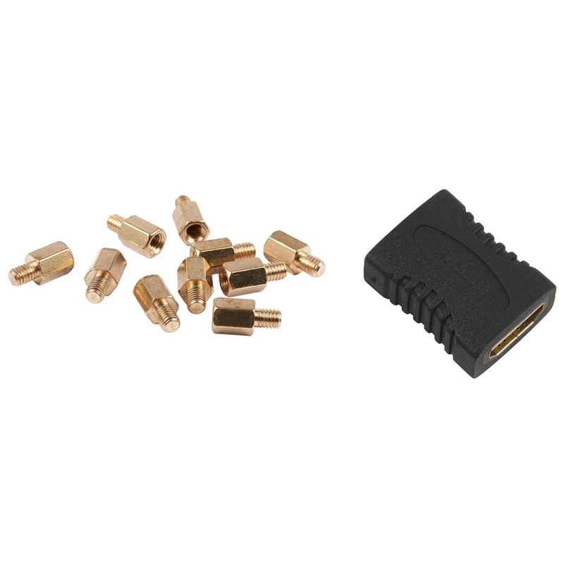 

10 шт PC печатная плата материнская плата, латунная стойка M3 6 + 4 мм и 1 шт. HDMI разъем с соединительной муфтой адаптера HDMI