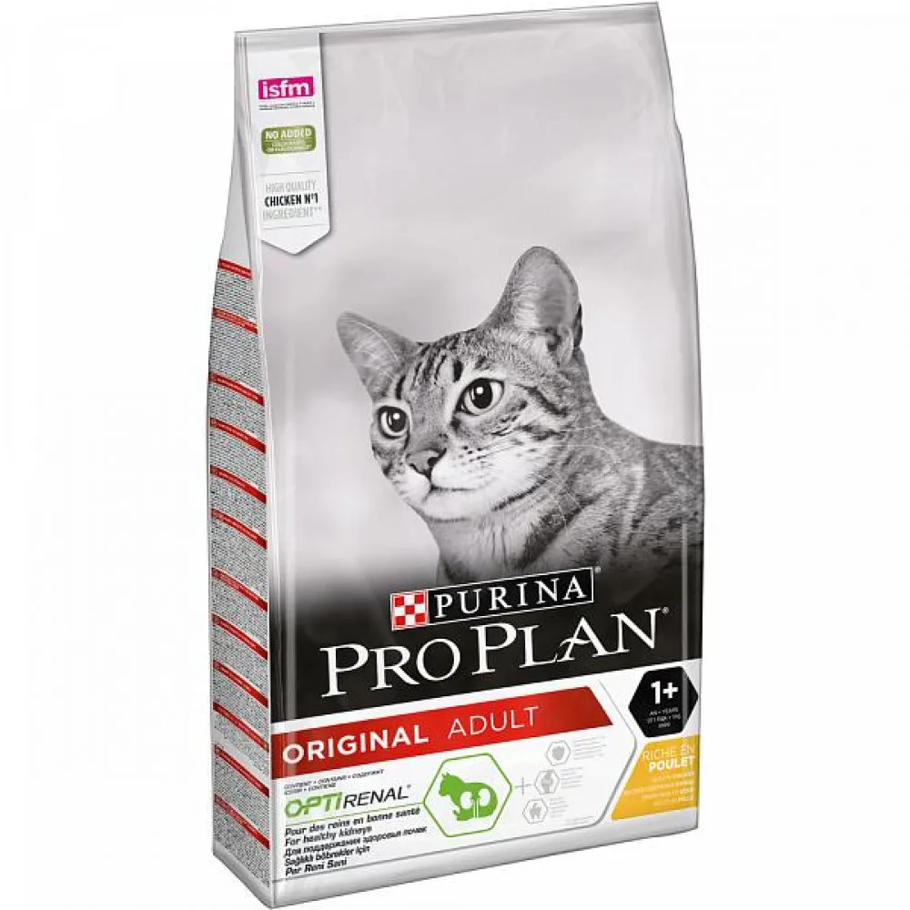 Сухой корм ProPlan для взрослых кошек от 1 года, курица/лосось, 10кг