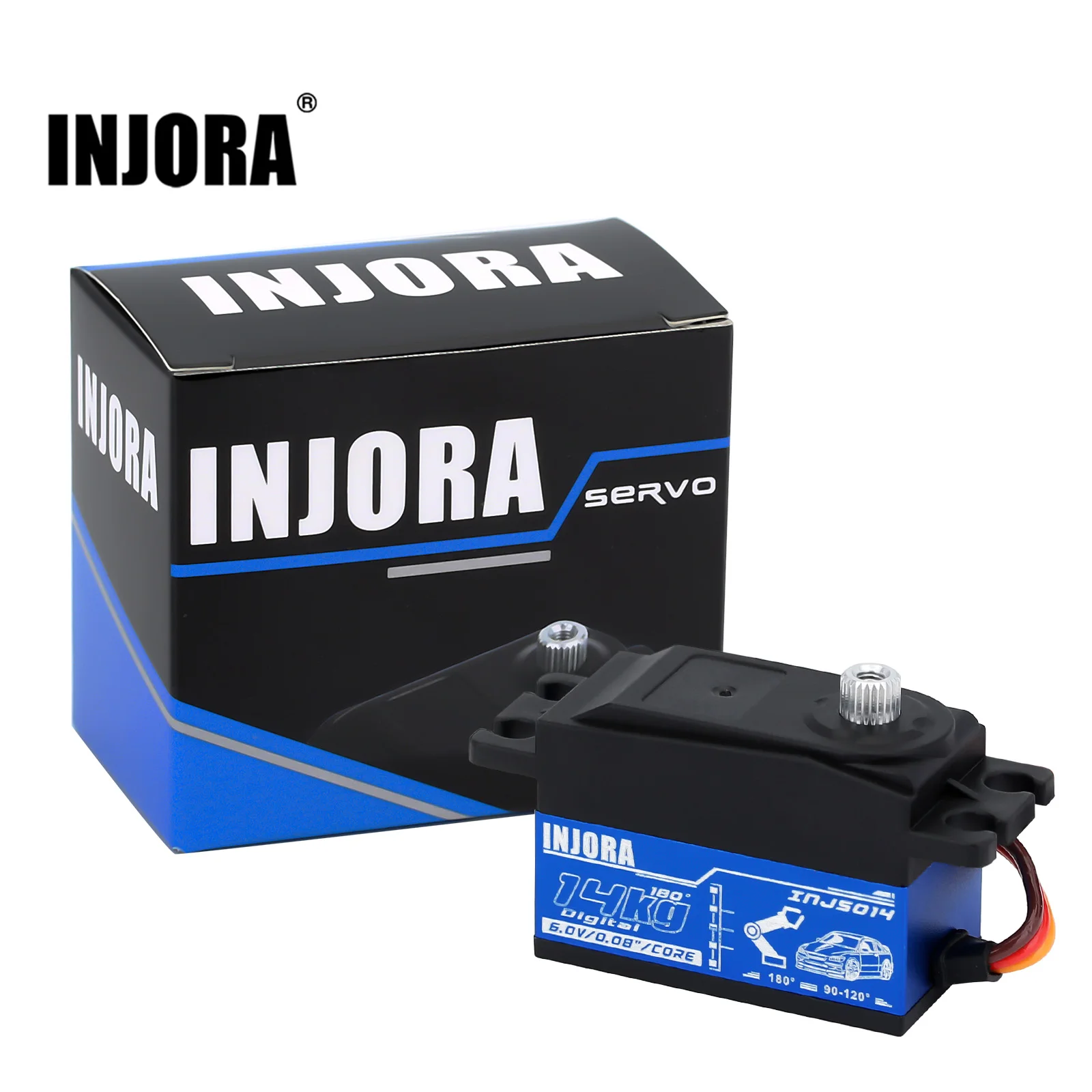 INJORA-engranaje de Metal para coche teledirigido Tamiya Kyosho, 14KG, n&uacute;cleo Digital Servo para 1/10-0