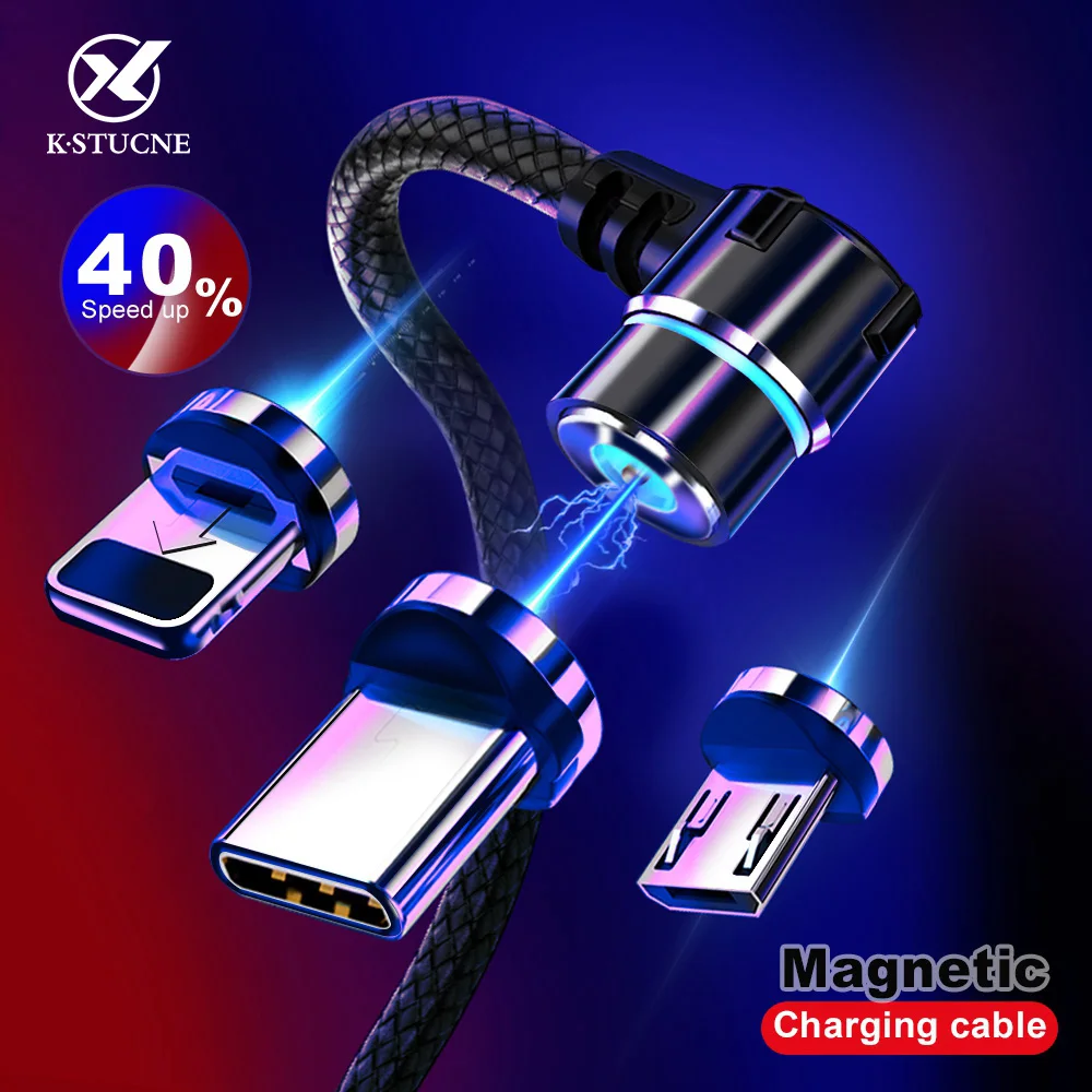 Магнитный 90 градусов mi cro usb type C кабель для iPhone 7 8 Plus X XS Max для Xiaomi Redmi Note 7 mi 8 для samsung S8 S9 Plus Кабель