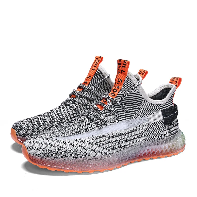 

New 4D printed flying line men's shoes, lightweight fashion sneakers, colorful fruit-soled shoes, breathable running shoes
