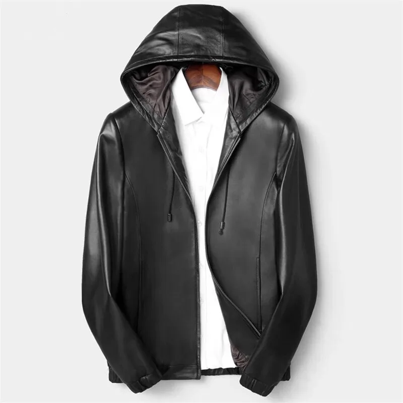Pudi MT919 новые модные мужские куртки и пальто короткие с капюшоном настоящие жакеты из овечьей кожи Верхняя одежда из натуральной кожи