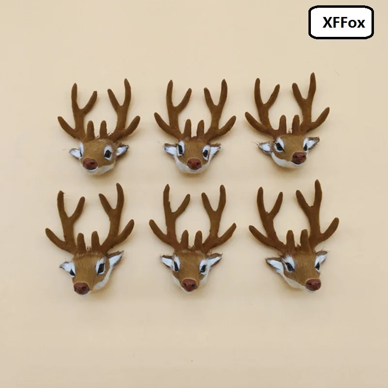 10 шт./партия имитация головы оленя пластиковые и пушистые куклы с головой