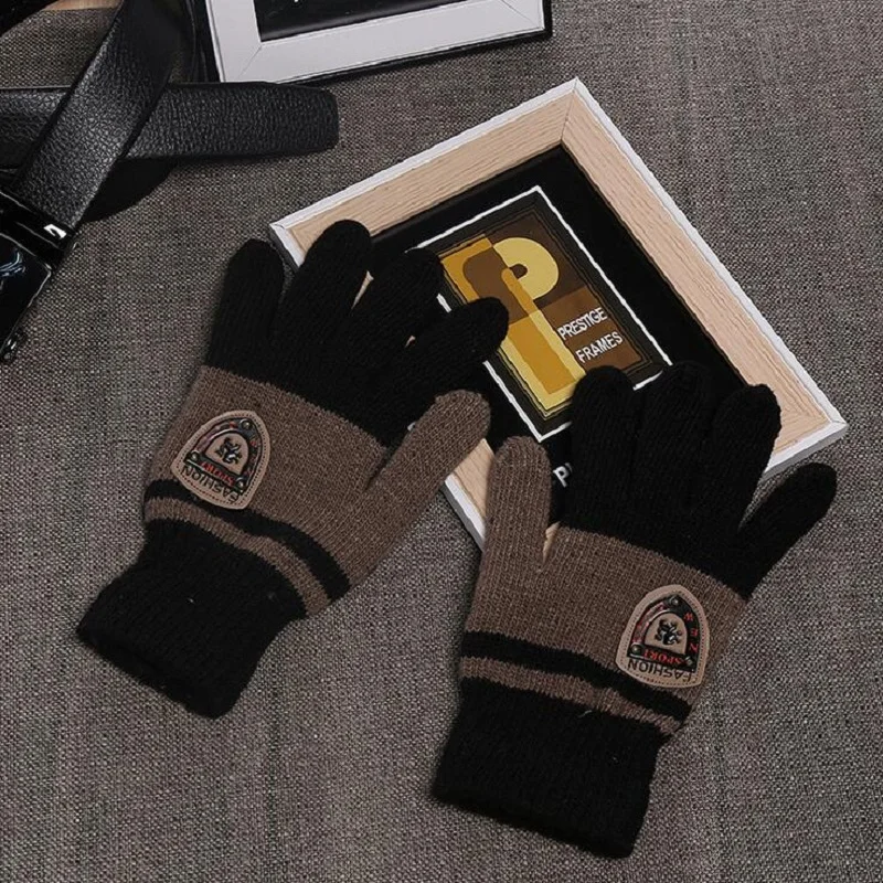 

Gloves Wholesale Winter Warm Knitted Full-finger Gloves Fashion Men's Brushed Adult Cold Warmth Comfortable Soft