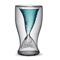 100ml creative mermaid cocktail glass cup wine handmade double layer glass mugs bar whiskey vodka shot lady beer juice glasses