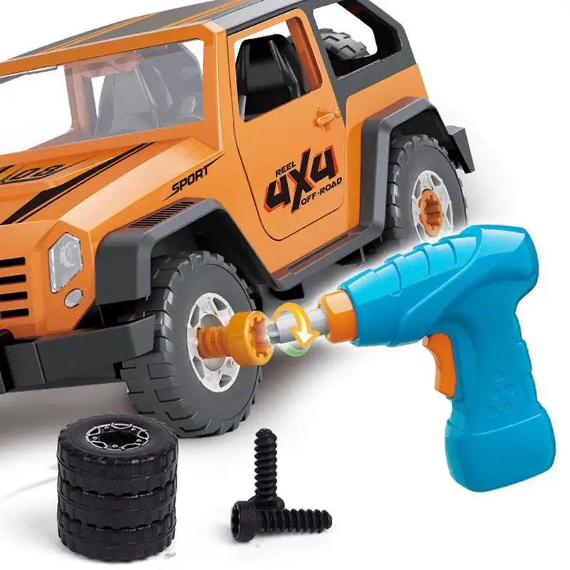 

Assembling Combination Off-Road Jeep Children Screwing Screws Toy Electric Drill Toolbox Hands-On Removable Nut 2021 Hot Sale