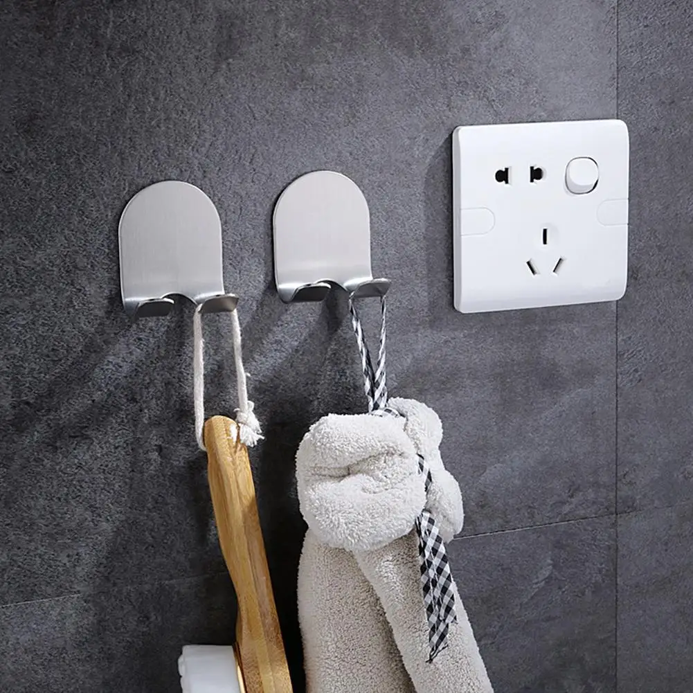 

1pc Multi Purpose Steel Shaver Holder Rack, Adhesive Shaver Double Hook Sticky Wall Hanger Stand for Home Travel Use