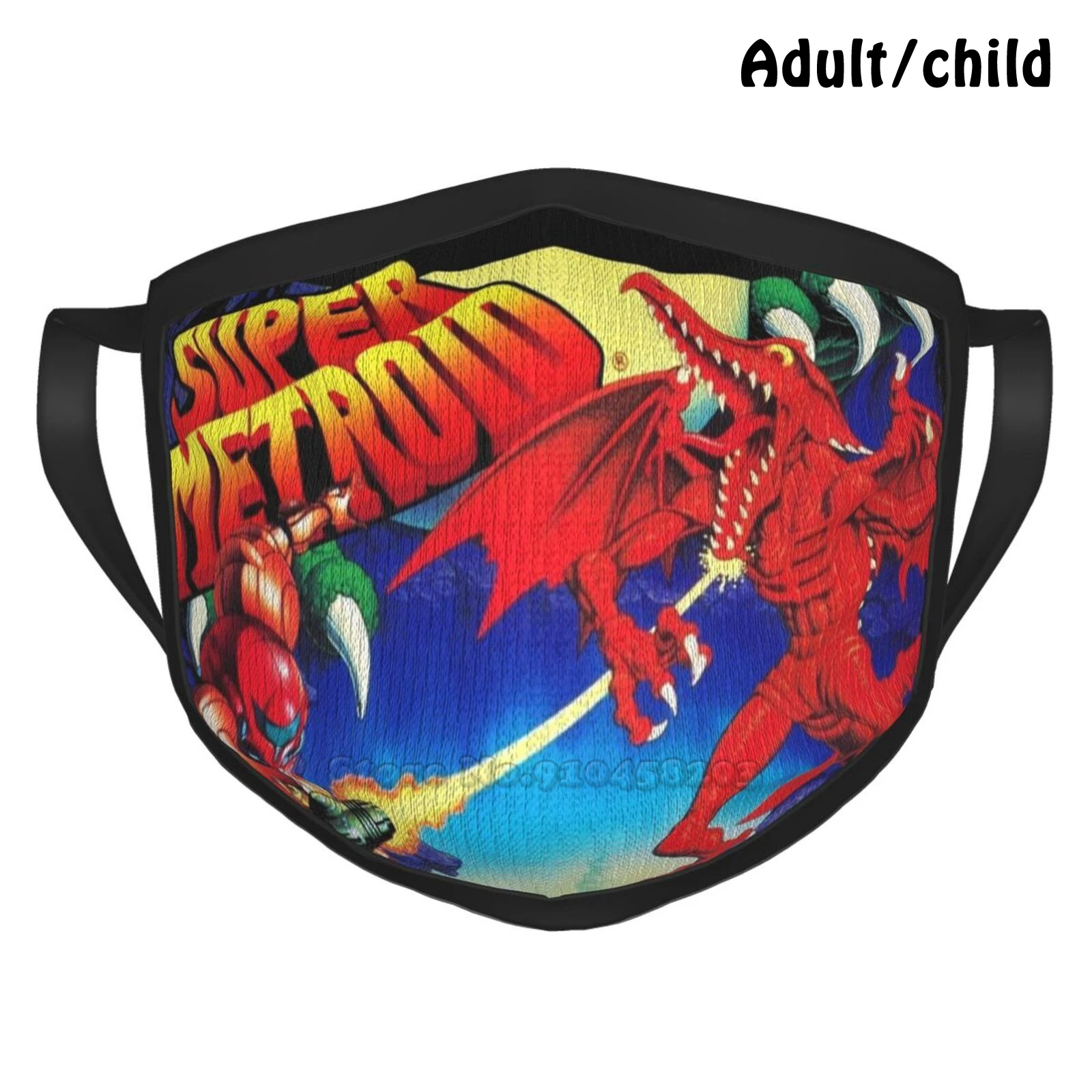 

Super Nintendo-Super Metroid Artwork Custom Design Face Mask For Adult Kids Anti Dust Metroid Super Metroid Castlevania