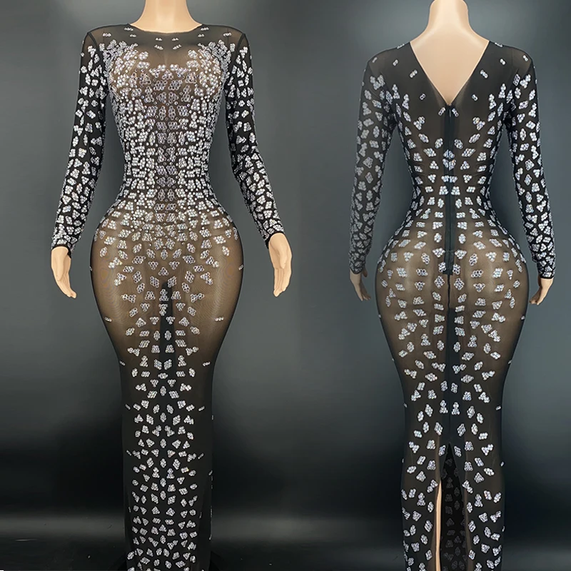 

Sexy See-Through Mesh Nightclub Wear Dj Ds Singer Stage Costume Women Birthday Celebrate Party Clothes Rave Outfits VDB4671