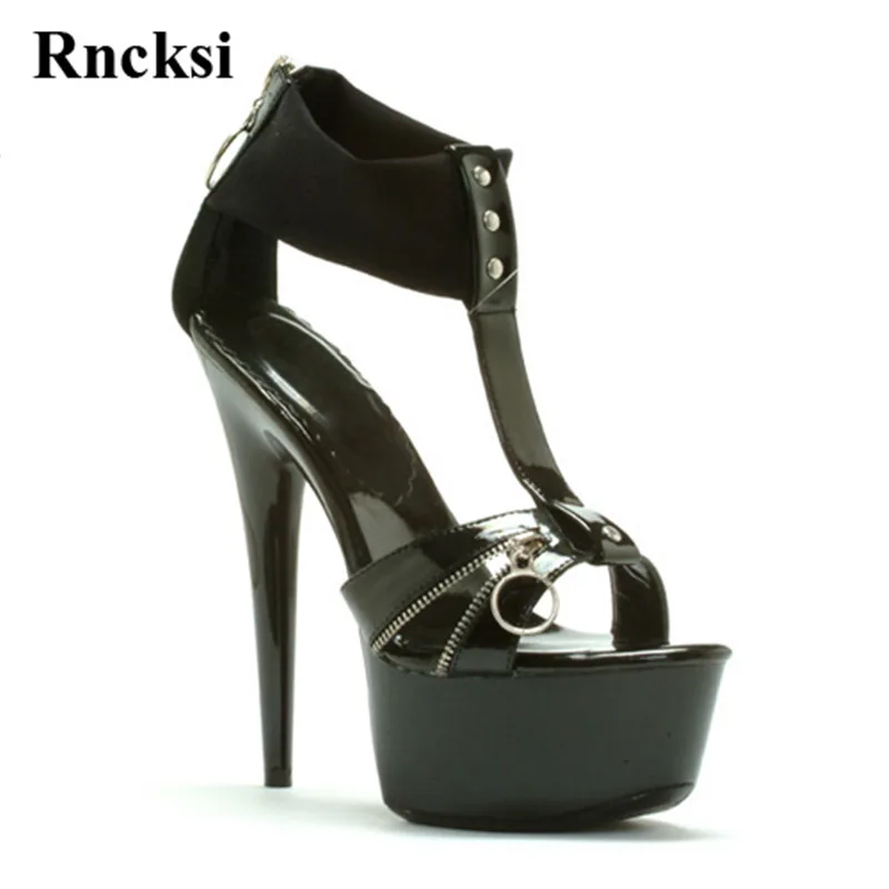 

Rncksi Women Sexy Ankle Straps Wedding Party Dress Sandals 15cm High Heels Black Platform Night Club Pole Dance Girl's Sandals