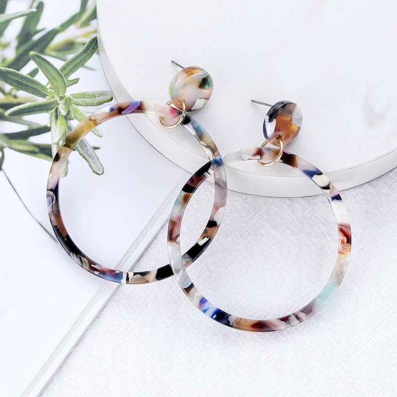 Новые длинные большие круглые серьги из акриловой смолы для женщин богемные