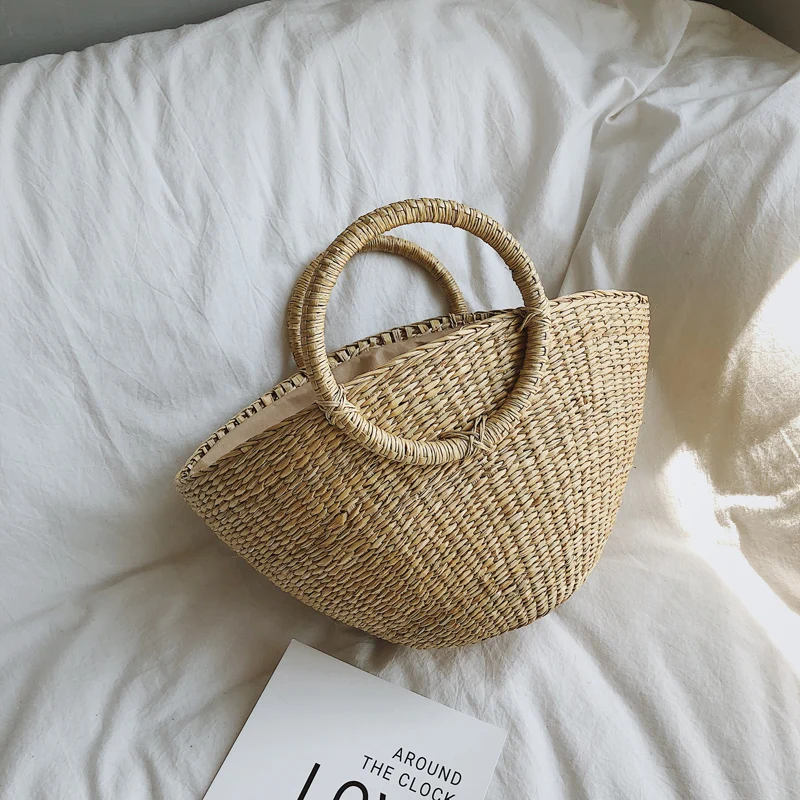 Соломенная Сумка для женщин портативная ретро-сумка отпуска Пляжная