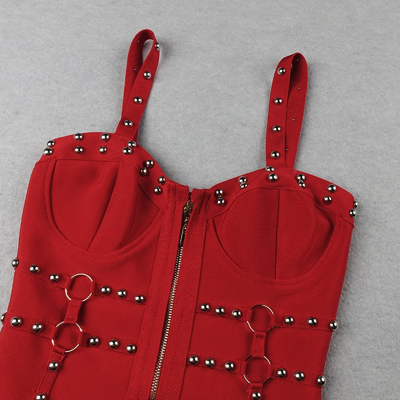 Ocstrade 2020 Новое красное платье с бриллиантами Бандажное из вискозы на тонких