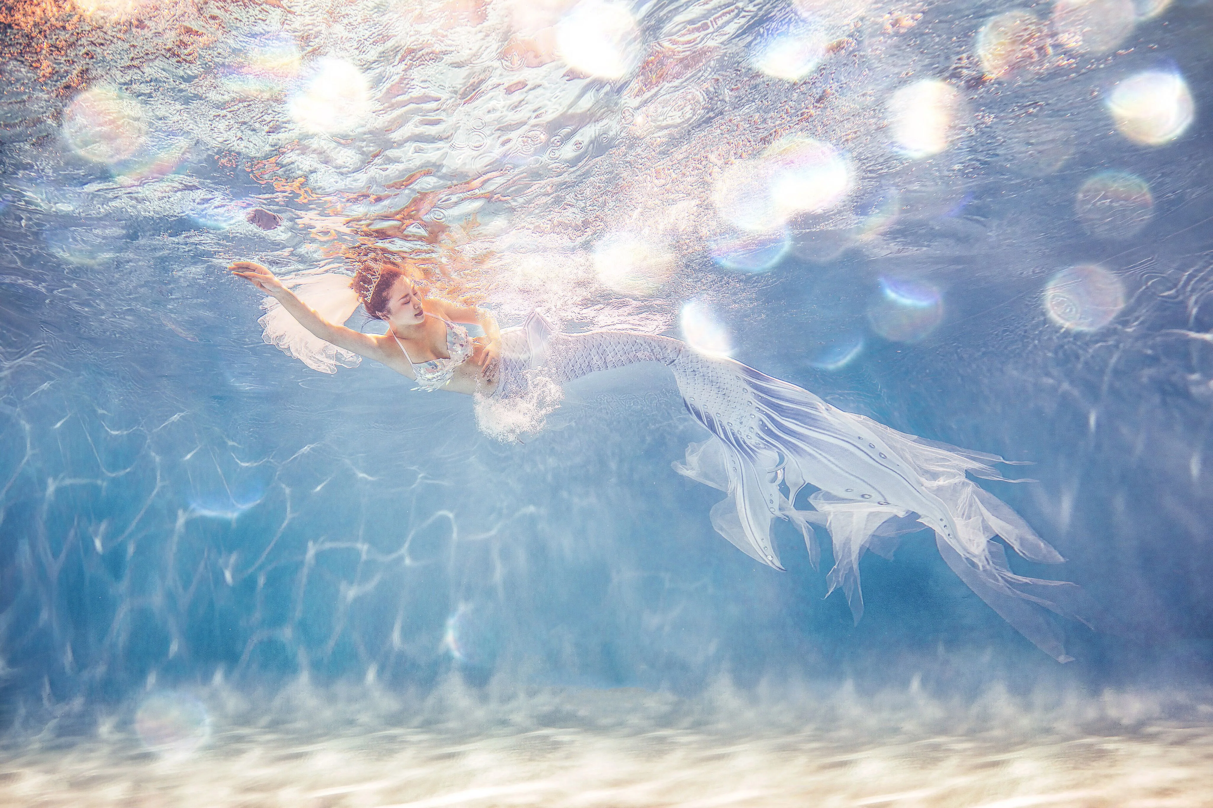 Женский летний пляжный костюм русалки для косплея из высококачественного фатина