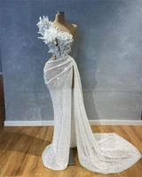 glitter mermaid wedding dress vestido de novia sparkly sequins princess vintage bride dresses high slit bridal gown