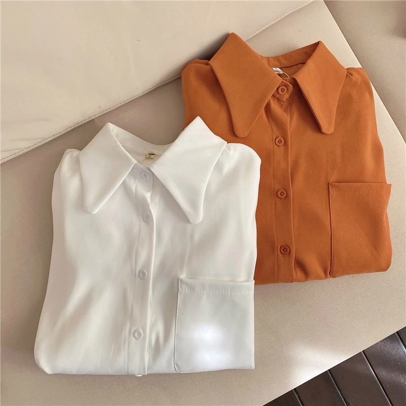 

Women Loose White Shirt Long Sleeve 2021 Spring Summer Fashion Turndown Collar Shirts Female Streetwear Blouse Tops Oversize New