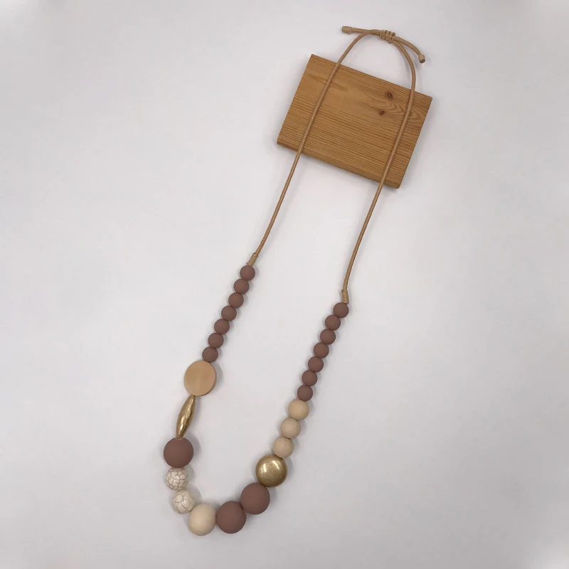 

Suekees Goth Fashion Jewelry Sweater Chain Long Necklace Vintage Charms Resin&Wood&CCB Beads Necklace for Women Accessories